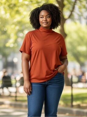 Irvine Park Women’s Mock Neck Short Sleeve Top – Size Large
